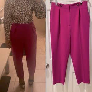 Topshop High Waist Magenta Trousers